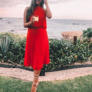 ASOS Red Flowy Halter Midi Dress